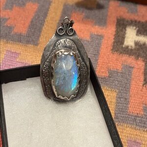 Handcrafted sterling and moonstone pendant